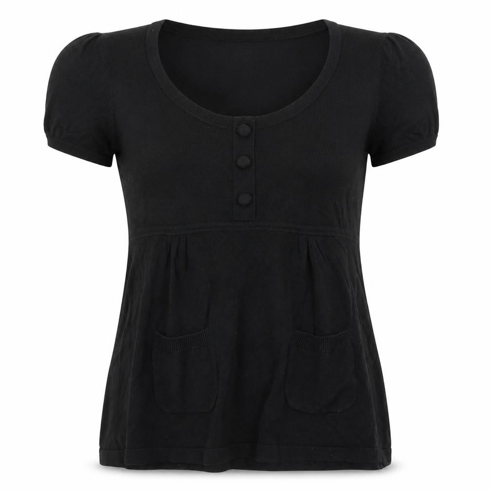 Marks and Spencer Womens Black Round Neck  Viscose Pullover Jumper Size 12
