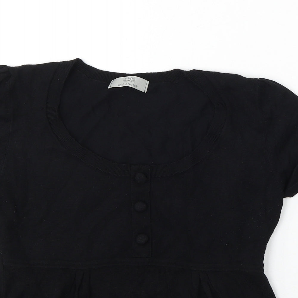Marks and Spencer Womens Black Round Neck  Viscose Pullover Jumper Size 12
