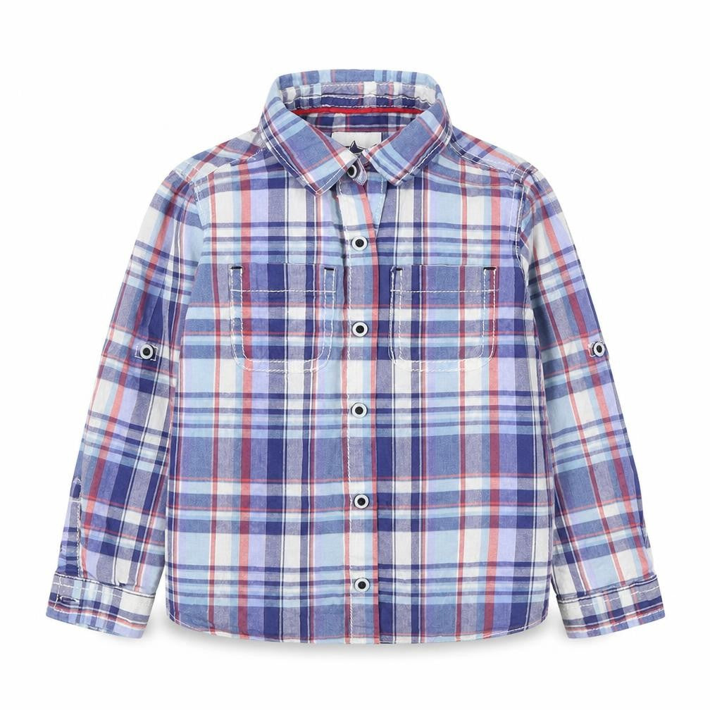 M Boys Multicoloured Plaid Cotton Basic Button-Up Size 3-4 Years Collared