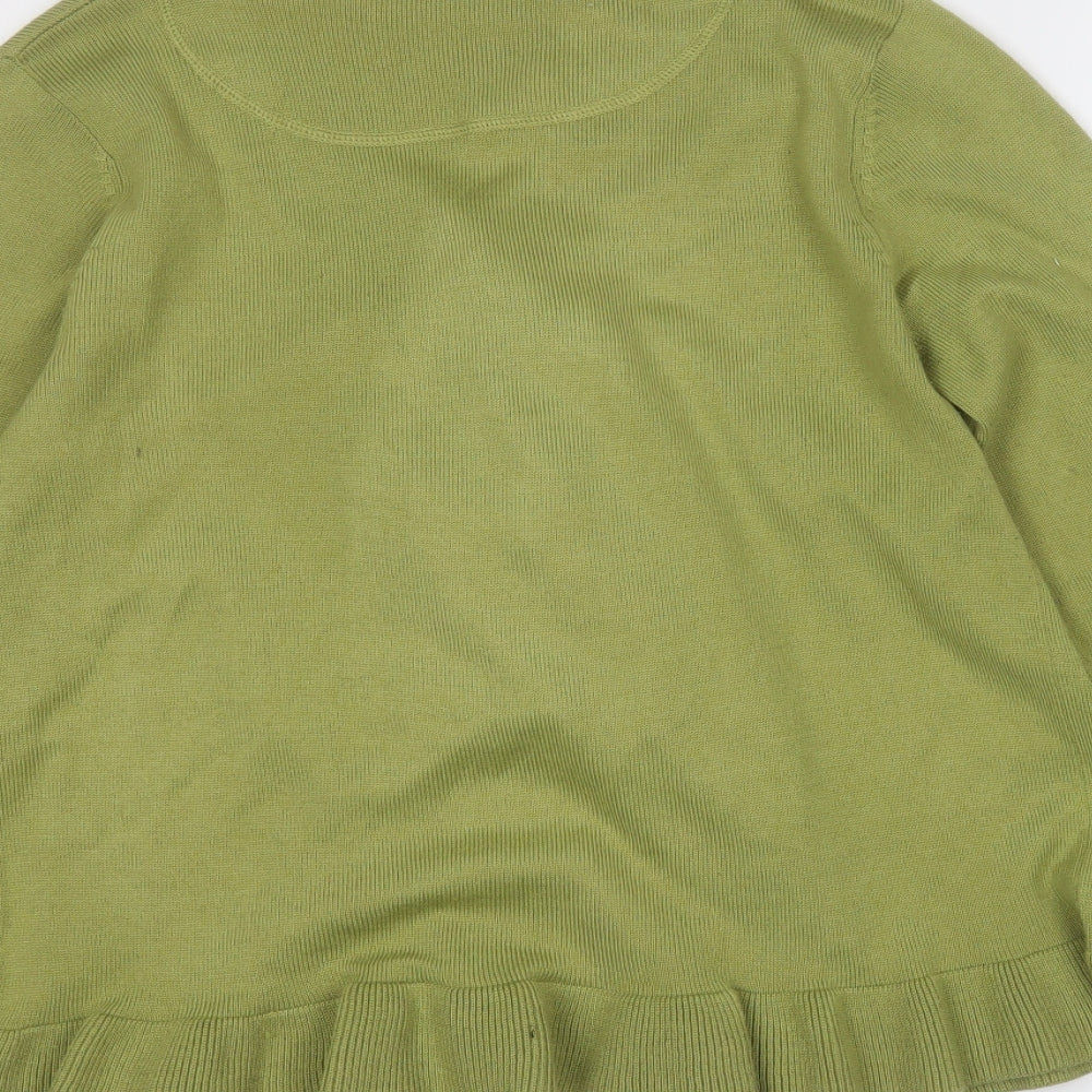Moda Womens Green Round Neck  Acrylic Cardigan Jumper Size 14