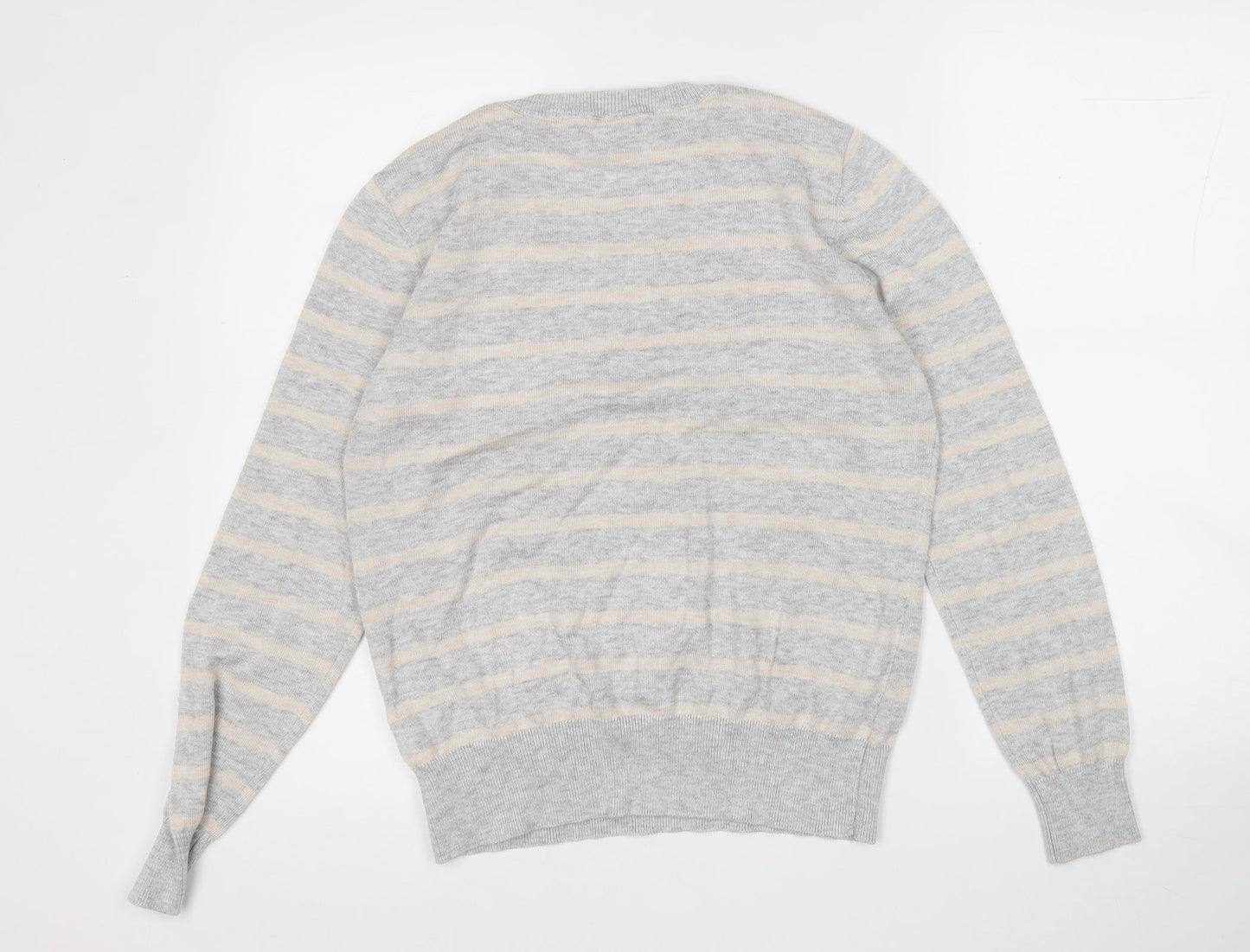 Red Herring Womens Grey Round Neck Geometric Polyester Pullover Jumper Size 12