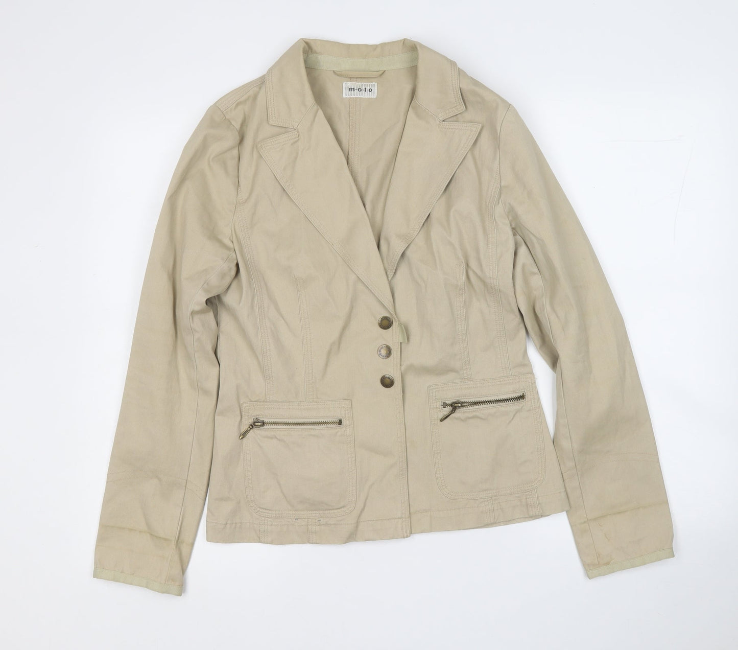 Moto Womens Beige   Jacket Blazer Size 12