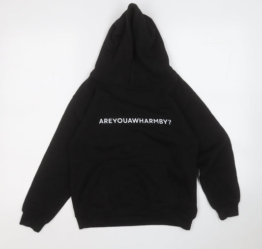 Uneek Boys Black  Polyester Pullover Hoodie Size 9-10 Years