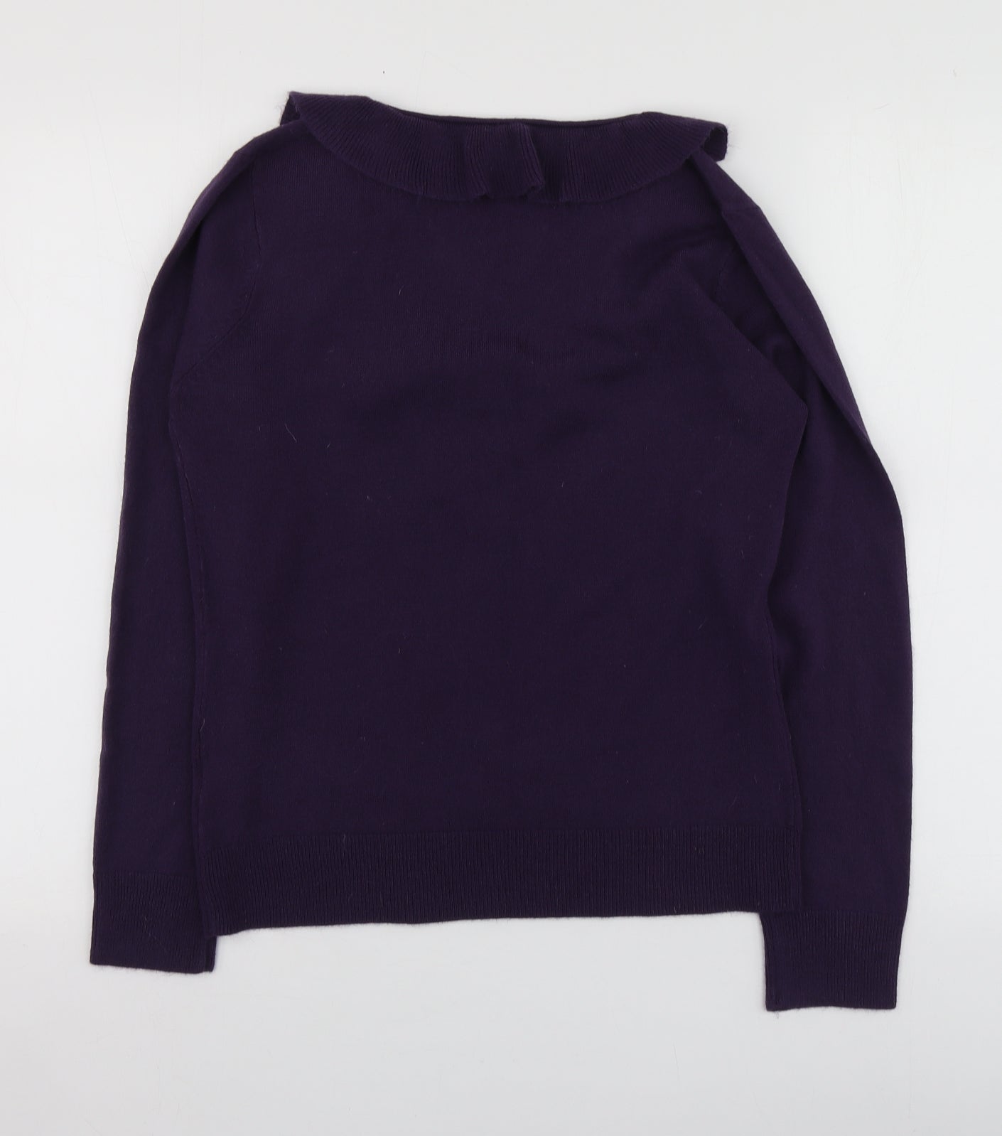 M&Co Womens Purple V-Neck  Acrylic Pullover Jumper Size M