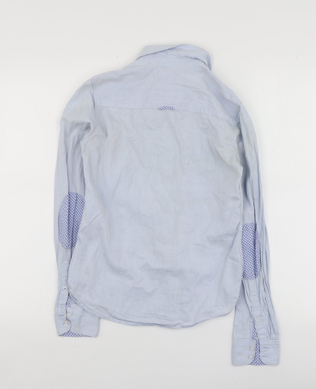 H&M Womens Blue  Cotton Basic Button-Up Size 32 Collared