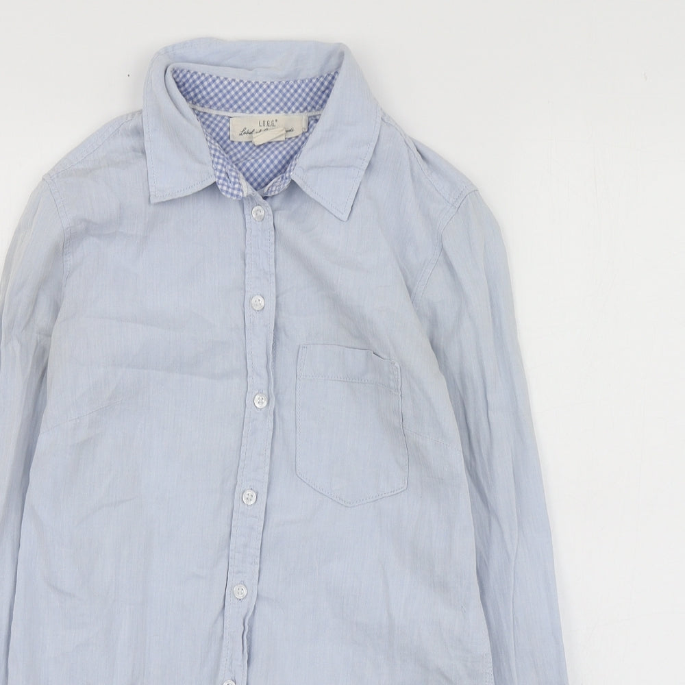 H&M Womens Blue  Cotton Basic Button-Up Size 32 Collared