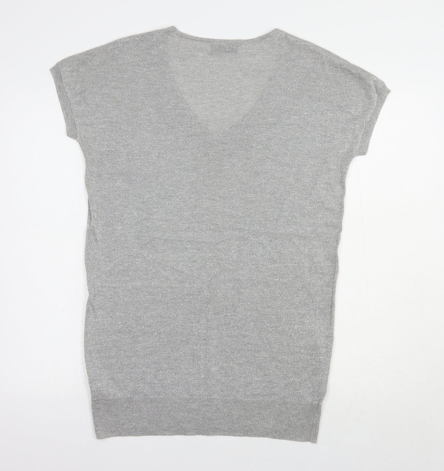 Wallis Womens Silver  Viscose Tunic Blouse Size S V-Neck