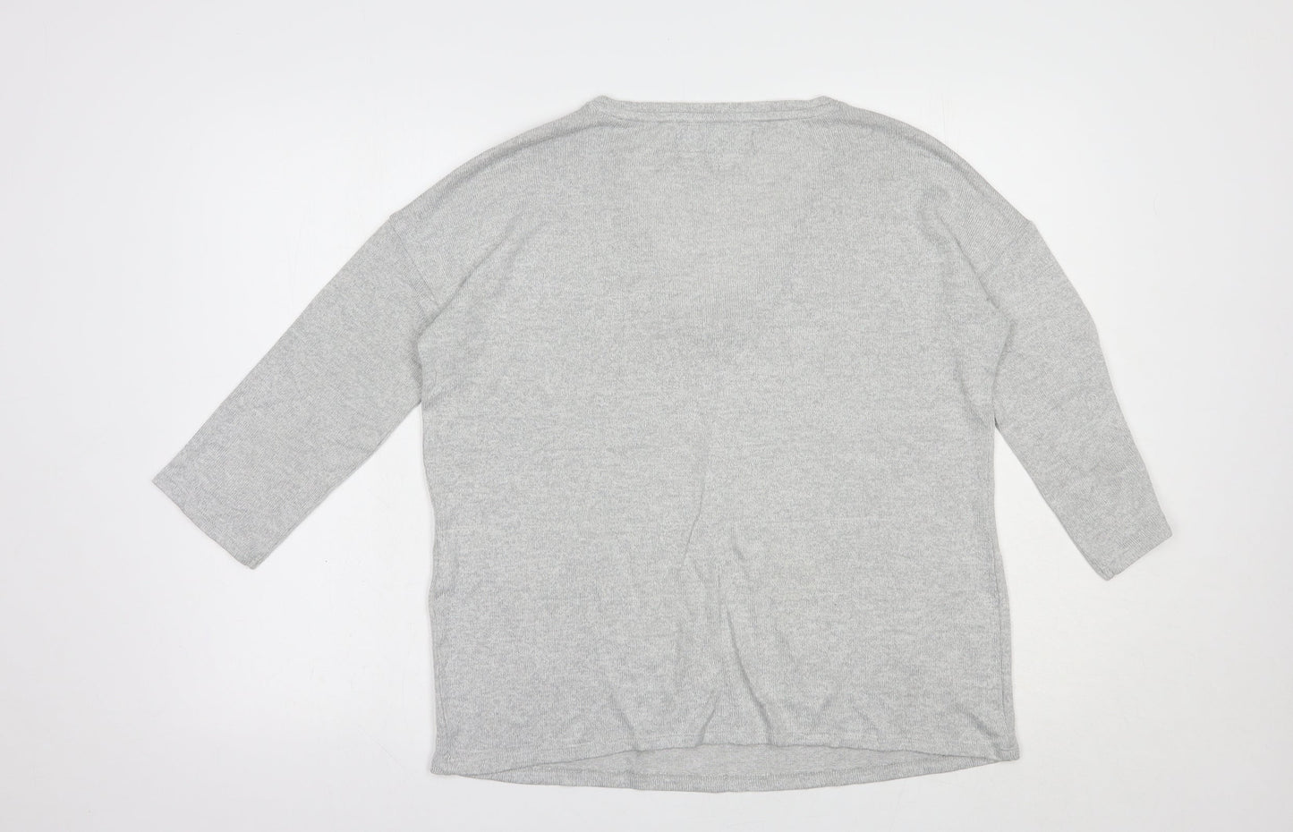VERO MODA Womens Grey V-Neck  Polyester Pullover Jumper Size S