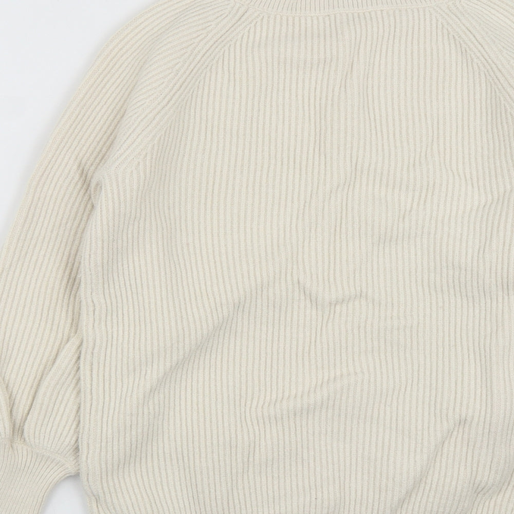 NEXT Womens White V-Neck  Viscose Pullover Jumper Size S