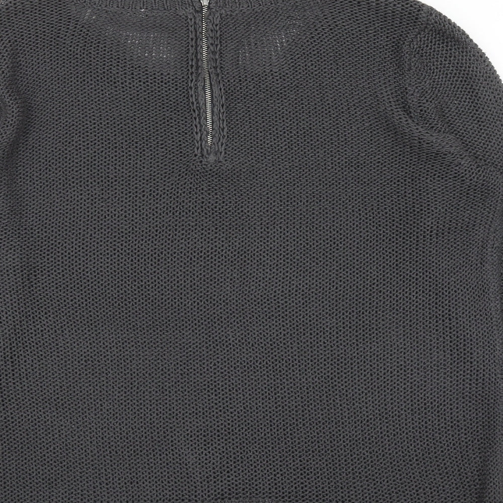 H&M Womens Grey Round Neck  Acrylic Pullover Jumper Size M