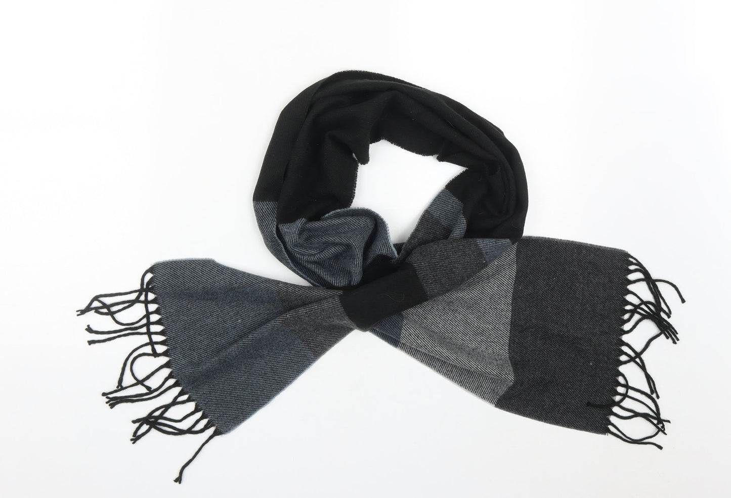 TF Mens Black Plaid Acrylic Scarf  One Size