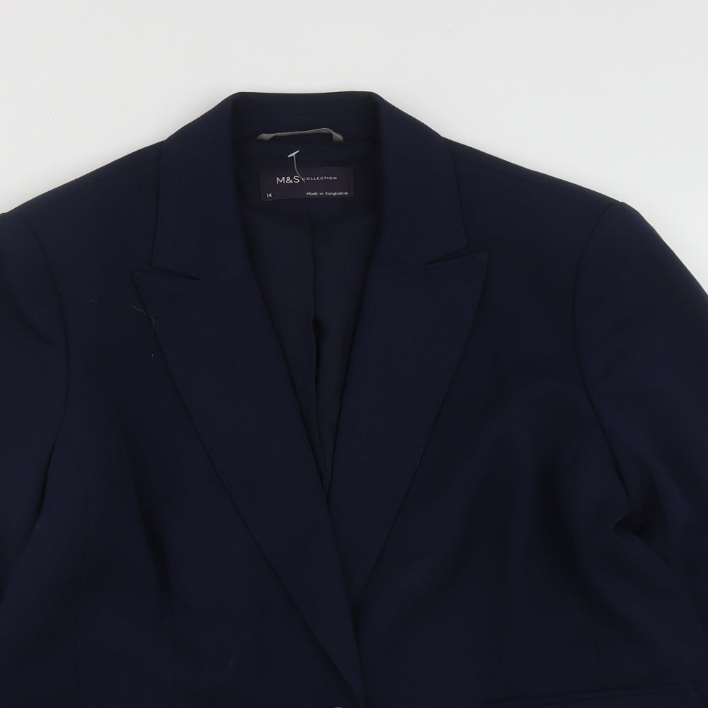 Marks and Spencer Womens Blue  Polyester Jacket Suit Jacket Size 14