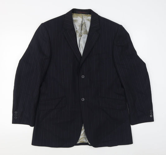 City Survival Mens Blue Striped Viscose Jacket Suit Jacket Size 38