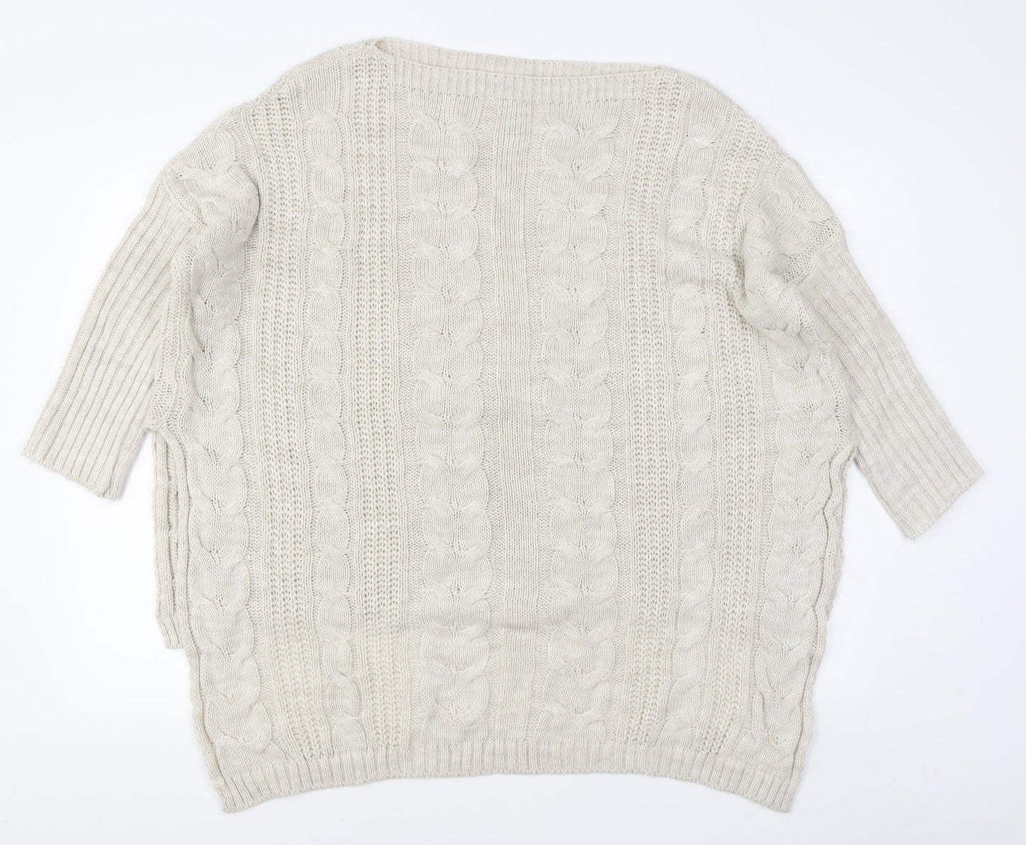 Preworn Womens Beige Boat Neck  Acrylic Pullover Jumper Size M