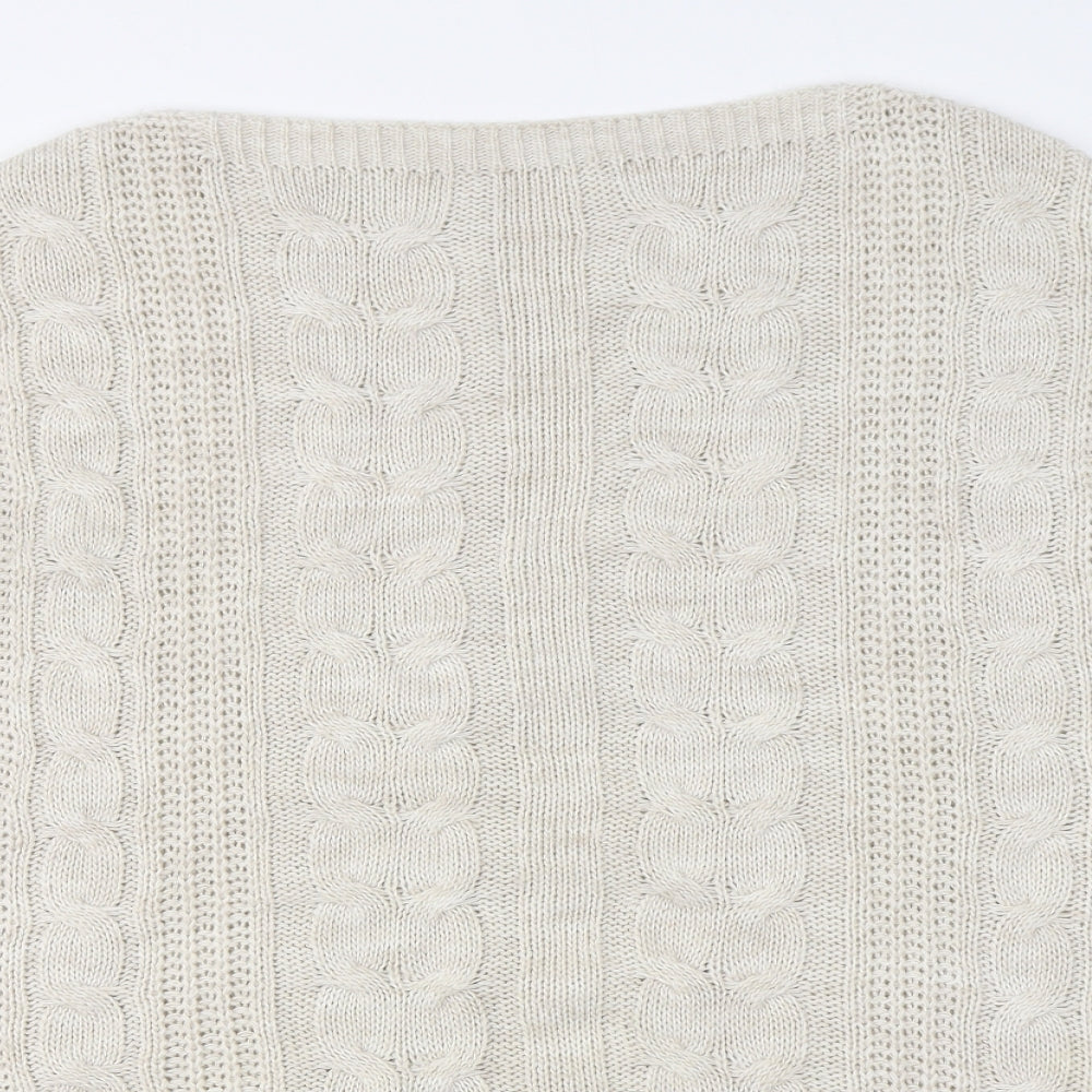 Preworn Womens Beige Boat Neck  Acrylic Pullover Jumper Size M