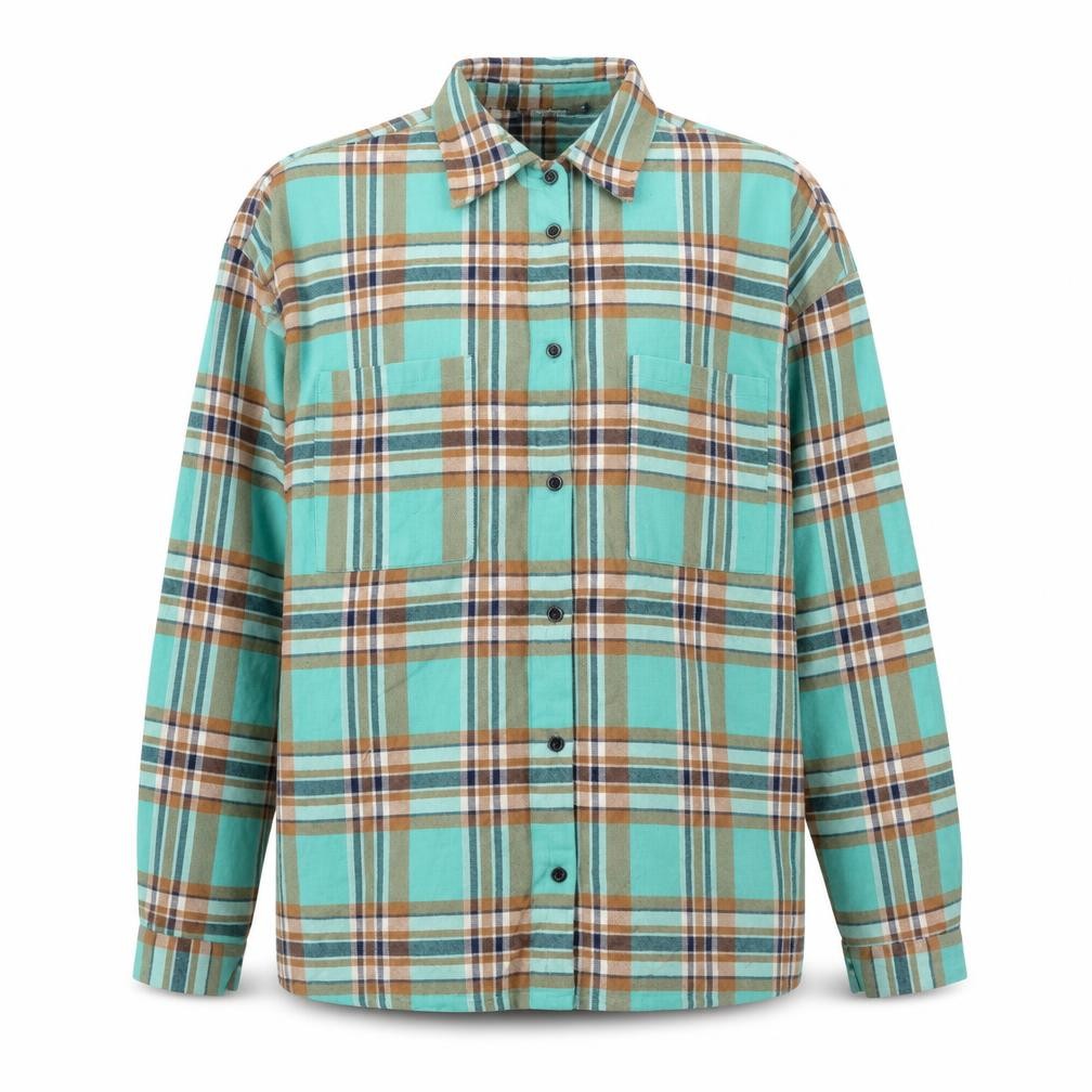 Boohoo Mens Green Plaid Polyester  Button-Up Size M Collared Button