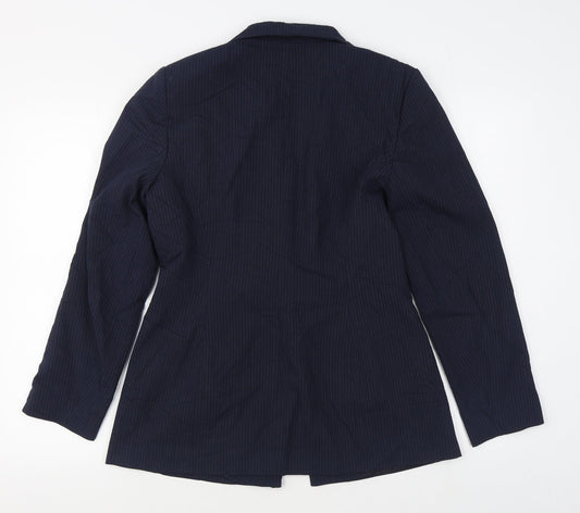 George Womens Blue Striped  Jacket Blazer Size 12  Button