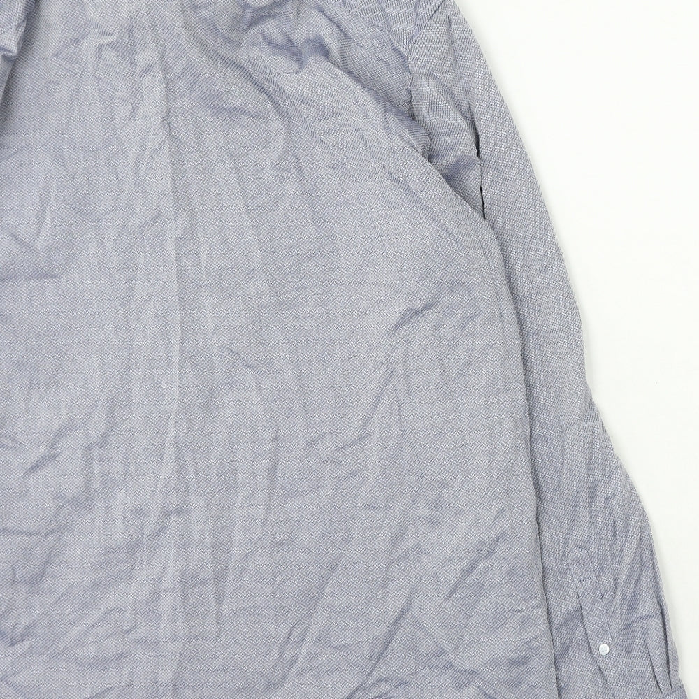 F&F Mens Blue  Polyester  Button-Up Size 43 Collared