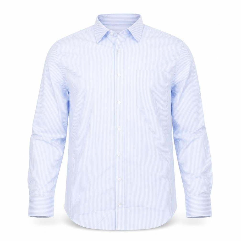 Marks and Spencer Mens Blue Striped Polyester  Button-Up Size 39 Collared