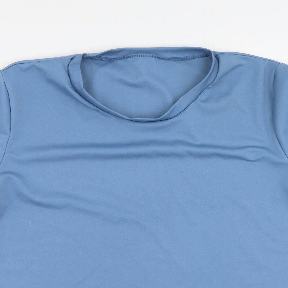 Preworn Womens Blue  Polyester Basic T-Shirt Size S Round Neck