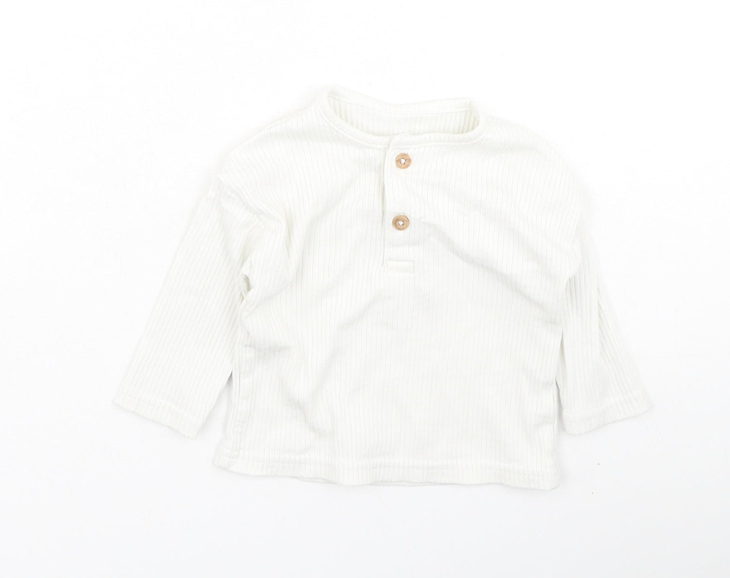 TU Baby White  Cotton Basic Casual Size 0-3 Months Round Neck