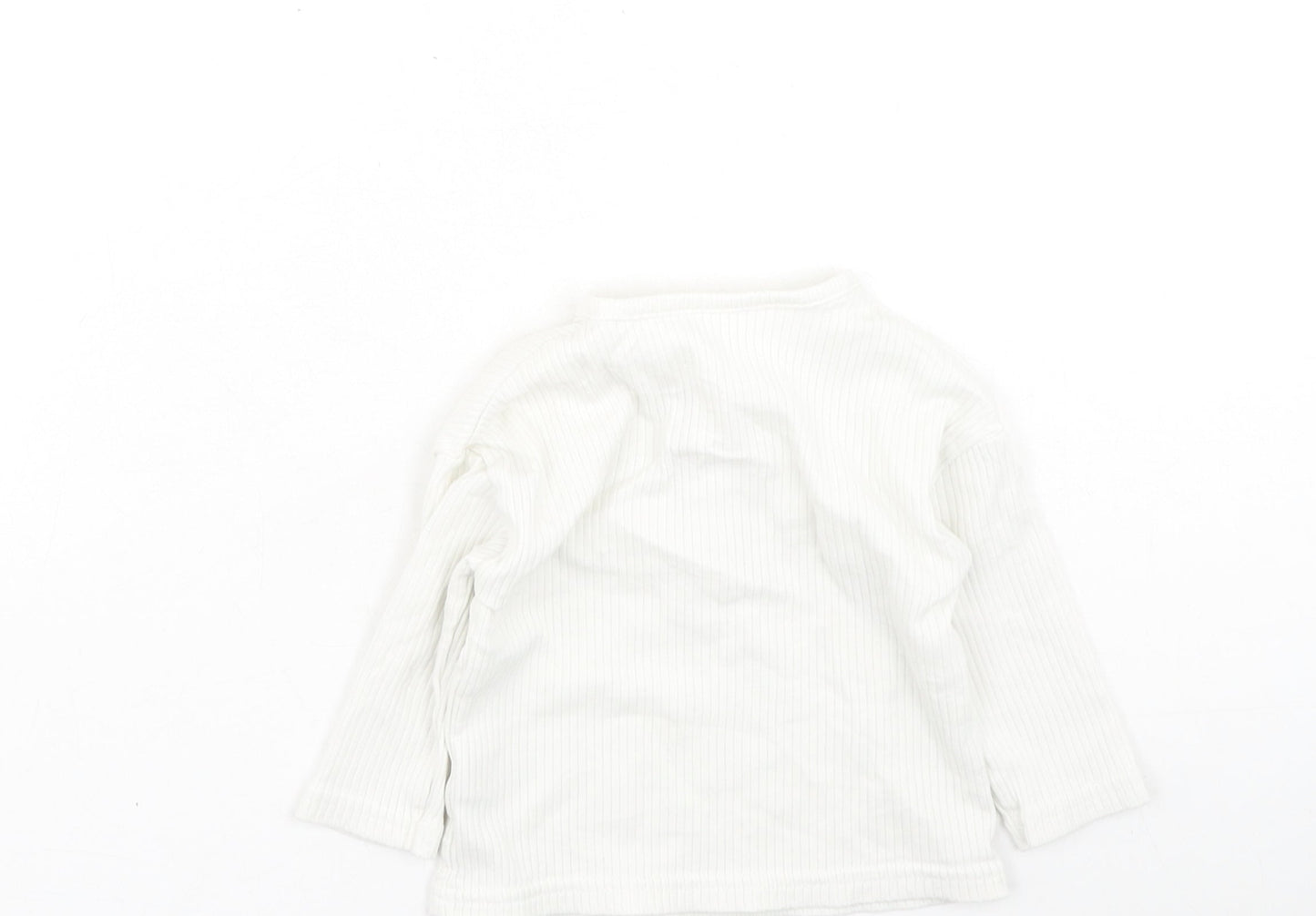 TU Baby White  Cotton Basic Casual Size 0-3 Months Round Neck