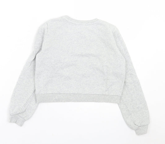 H&M Girls Grey  Cotton Pullover Sweatshirt Size 9-10 Years  Pullover - cropped
