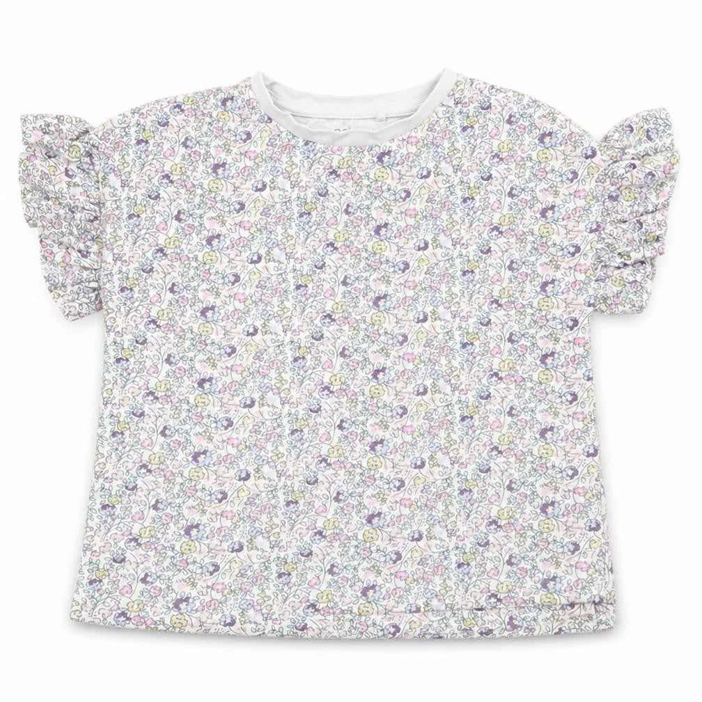 NEXT Girls Purple Floral Cotton Basic T-Shirt Size 5 Years Crew Neck Pullover