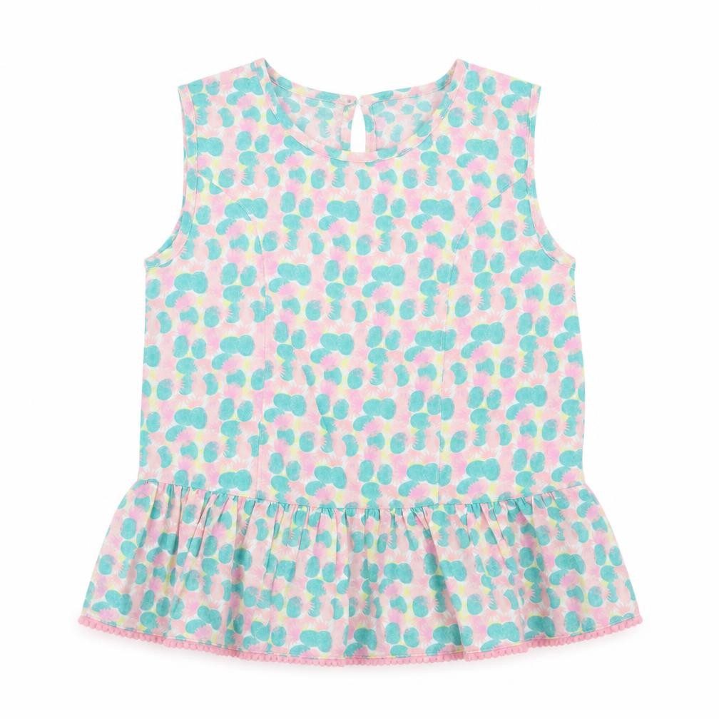 Young Dimension Girls Multicoloured Geometric Cotton Tunic Tank Size 6-7 Years Crew Neck Button