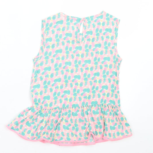 Young Dimension Girls Multicoloured Geometric Cotton Tunic Tank Size 6-7 Years Crew Neck Button