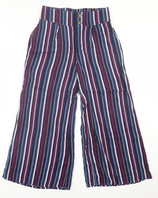 Hollister Womens Purple Striped Viscose Trousers  Size XS L22 in Regular Button