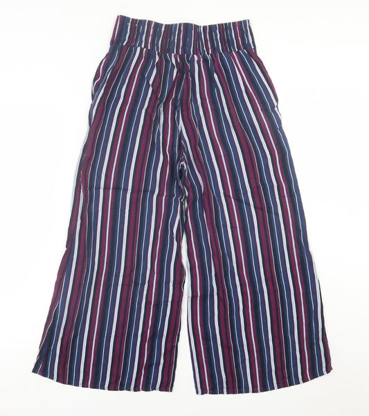 Hollister Womens Purple Striped Viscose Trousers  Size XS L22 in Regular Button