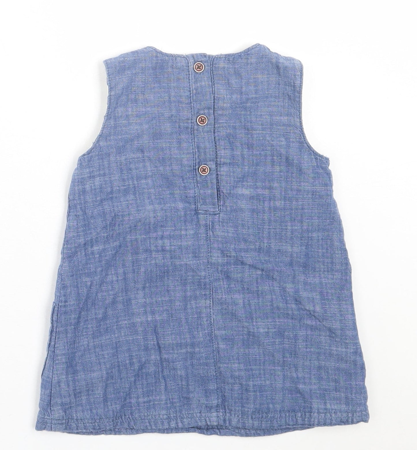NEXT Girls Blue  Cotton A-Line  Size 9-12 Months  Crew Neck Button