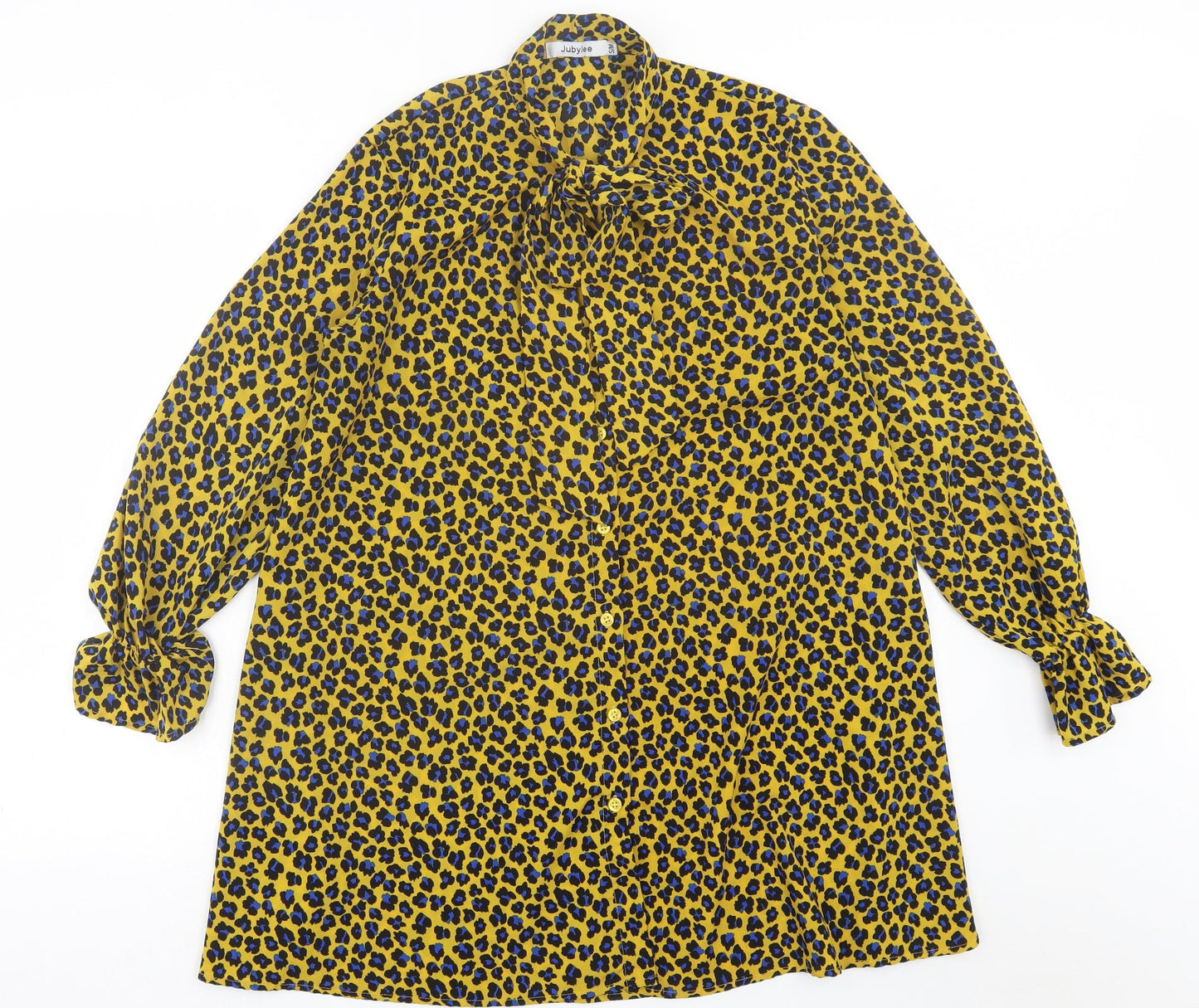 Jubylee  Womens Yellow Animal Print Viscose A-Line  Size S  Halter Tie