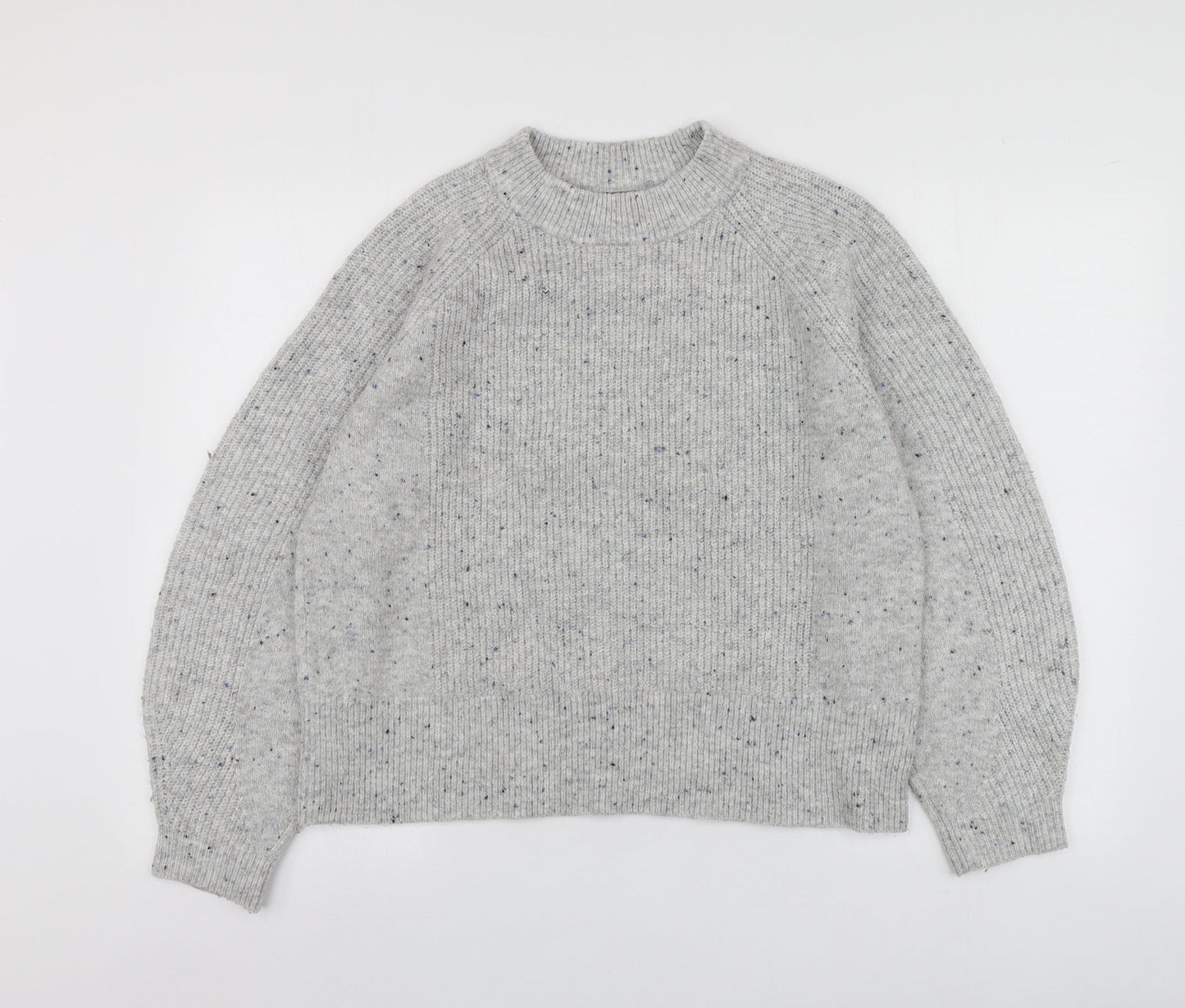 M7S Womens Grey Round Neck  Acrylic Pullover Jumper Size M