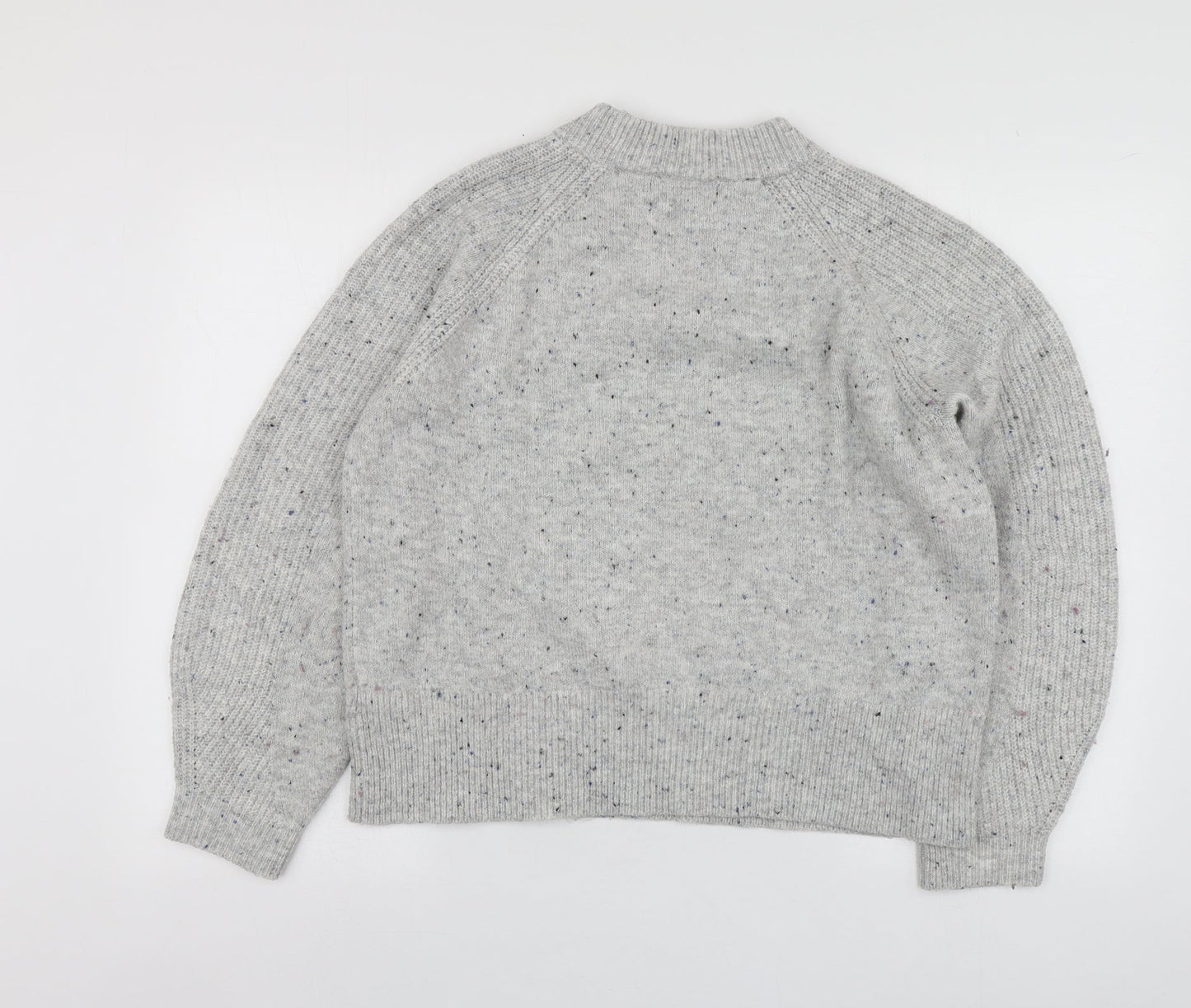 M7S Womens Grey Round Neck  Acrylic Pullover Jumper Size M