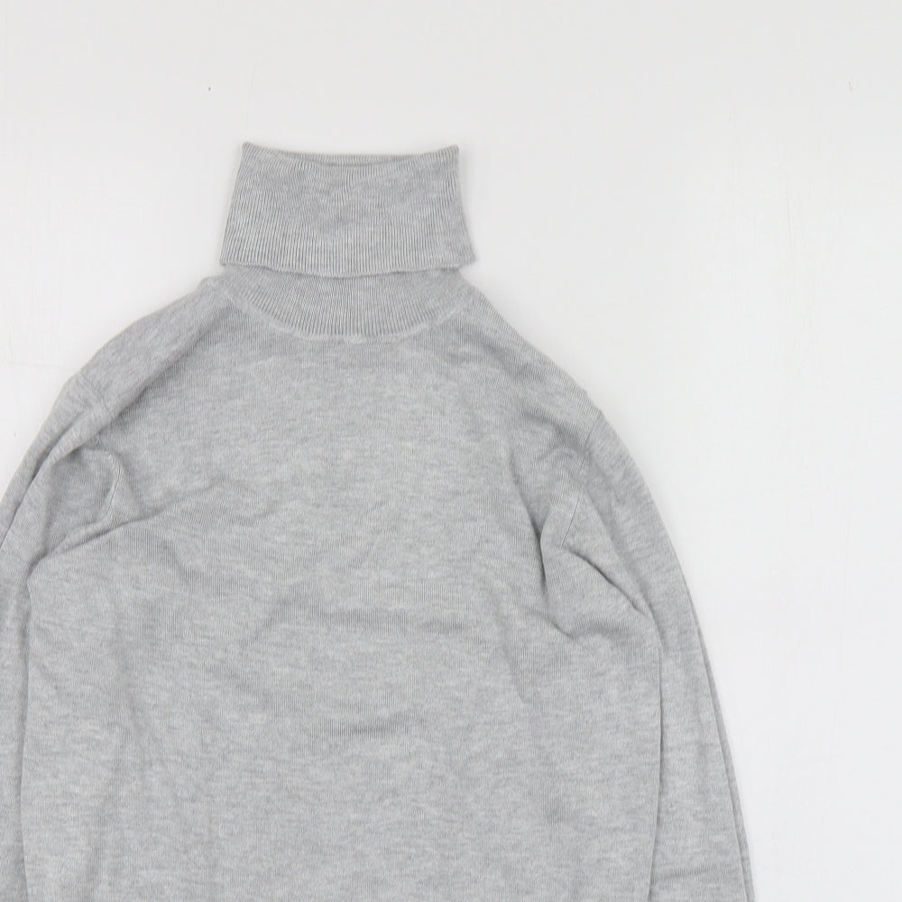 Dunnes Stores Womens Grey Roll Neck  Viscose Pullover Jumper Size 40