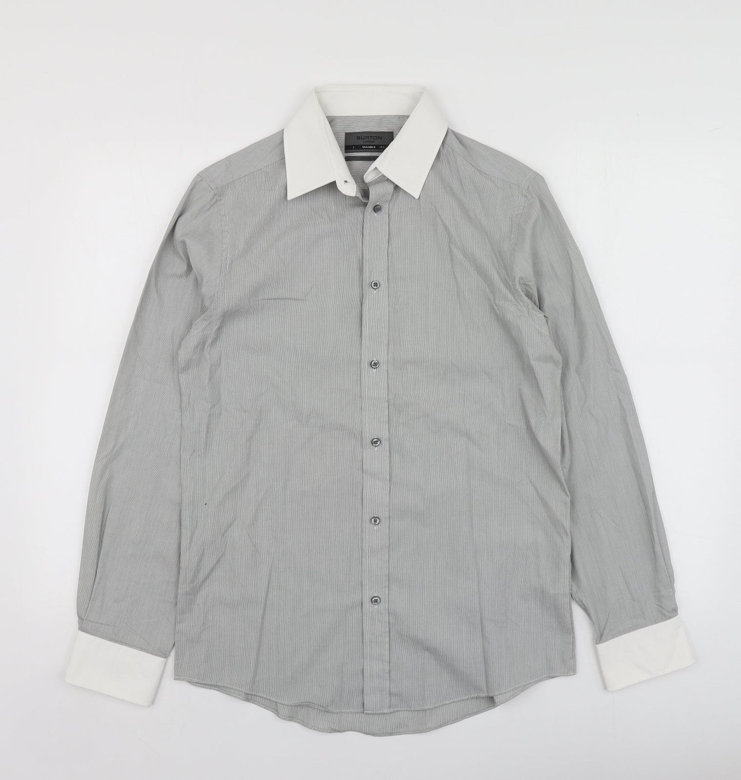 Burton Mens Grey  Cotton  Button-Up Size S Collared