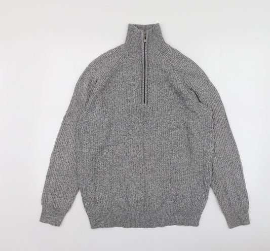 Pepeco Mens Grey High Neck  Cotton Pullover Jumper Size M