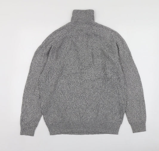 Pepeco Mens Grey High Neck  Cotton Pullover Jumper Size M