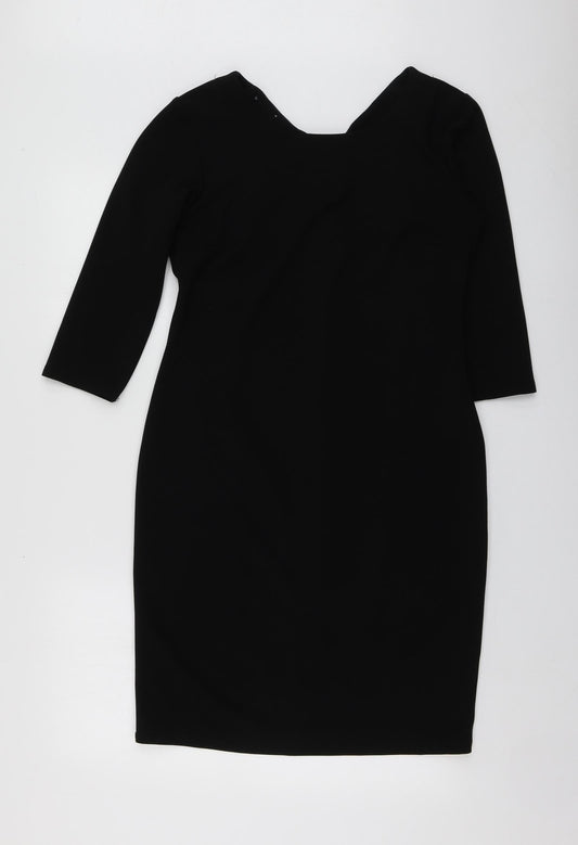 Luiza Womens Black  Polyester A-Line  Size 40  Round Neck