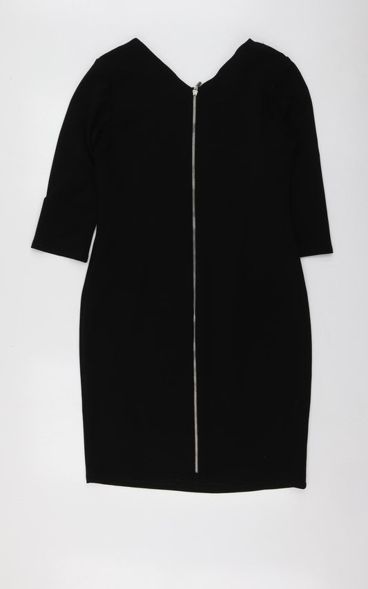 Luiza Womens Black  Polyester A-Line  Size 40  Round Neck