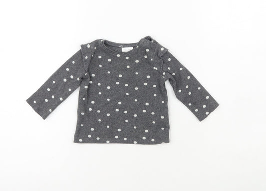 NEXT Boys Grey Polka Dot Cotton Pullover Jumper Size 3-6 Months