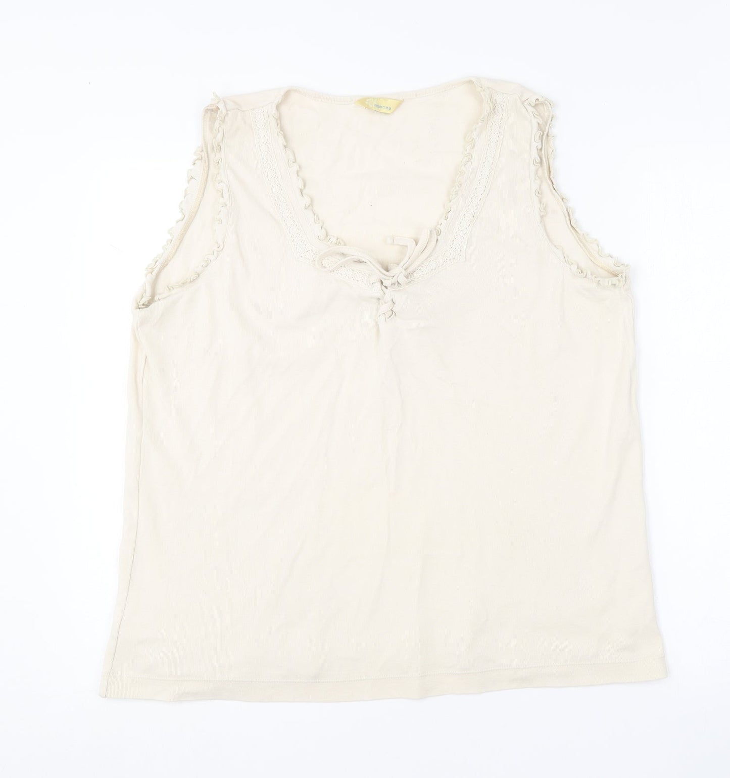 Agenda Womens Beige  Cotton Basic Tank Size 22 Round Neck