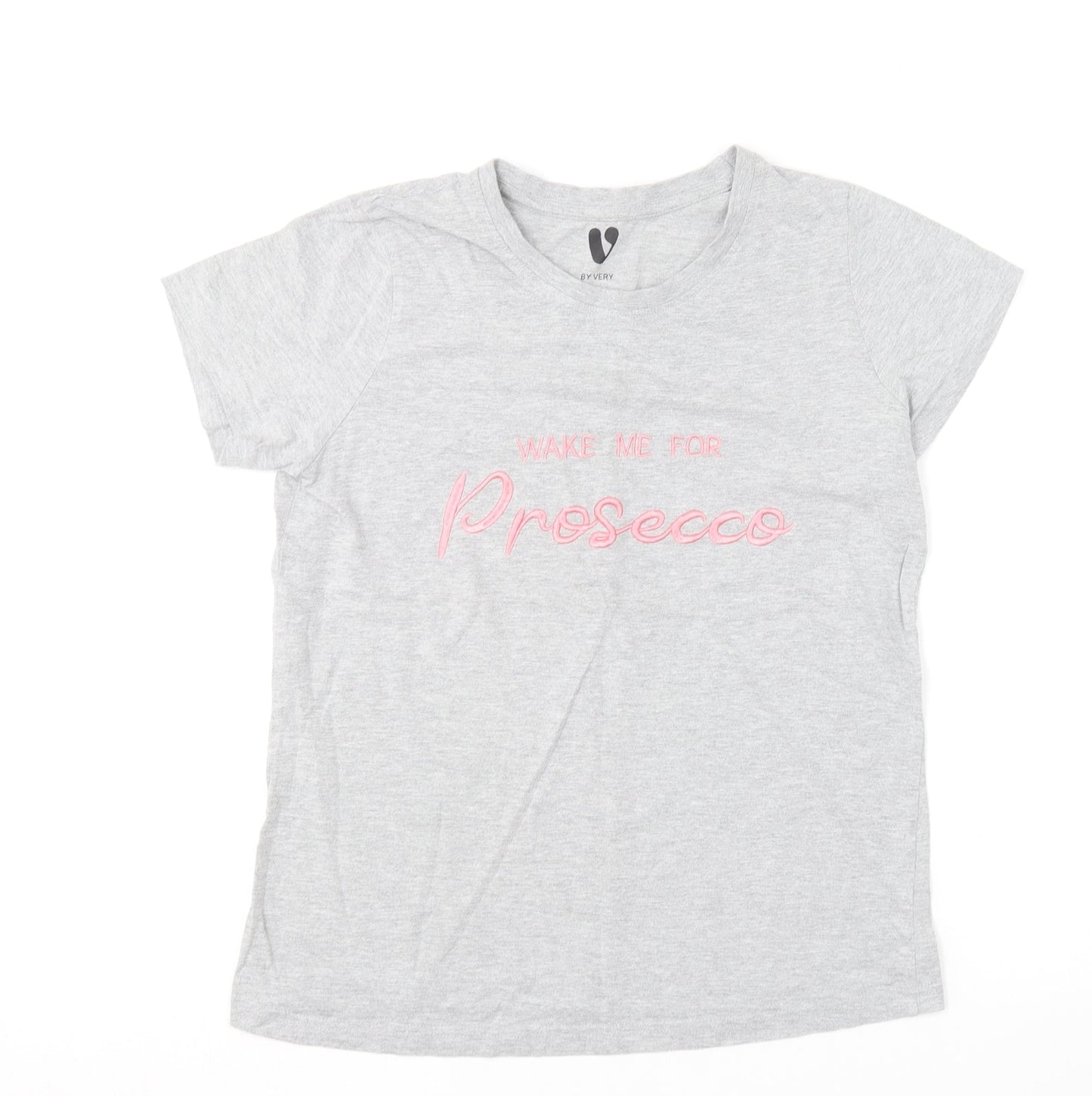 Very Womens Grey  Cotton Basic T-Shirt Size 8 Round Neck - Prosecco