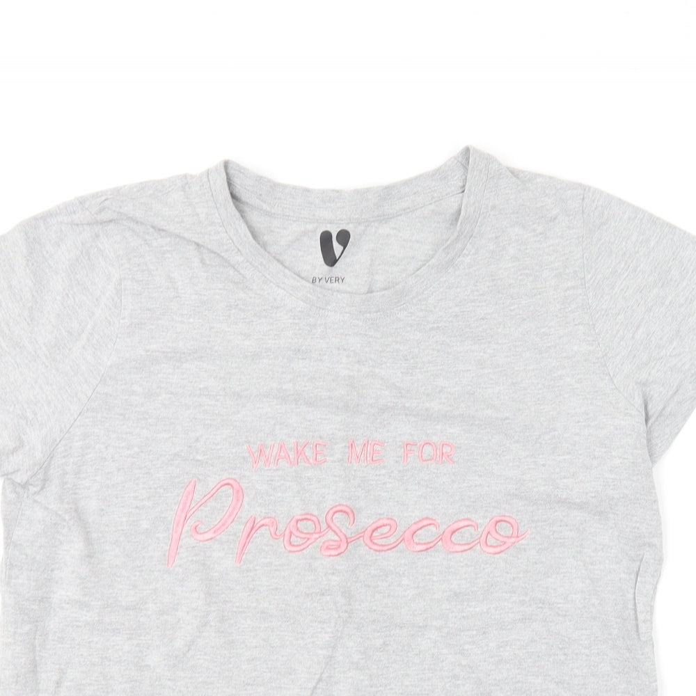 Very Womens Grey  Cotton Basic T-Shirt Size 8 Round Neck - Prosecco