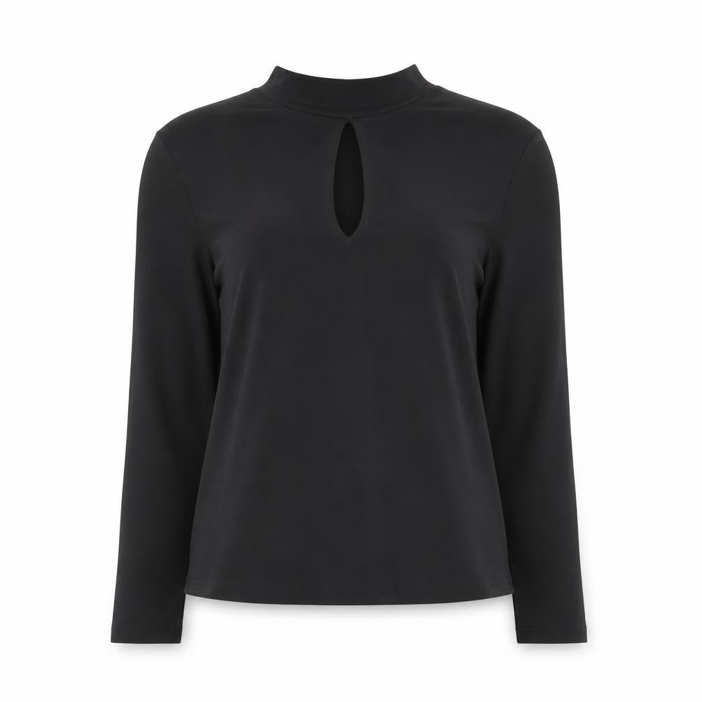 New Look Womens Black  Polyester Basic Blouse Size 8 Crew Neck