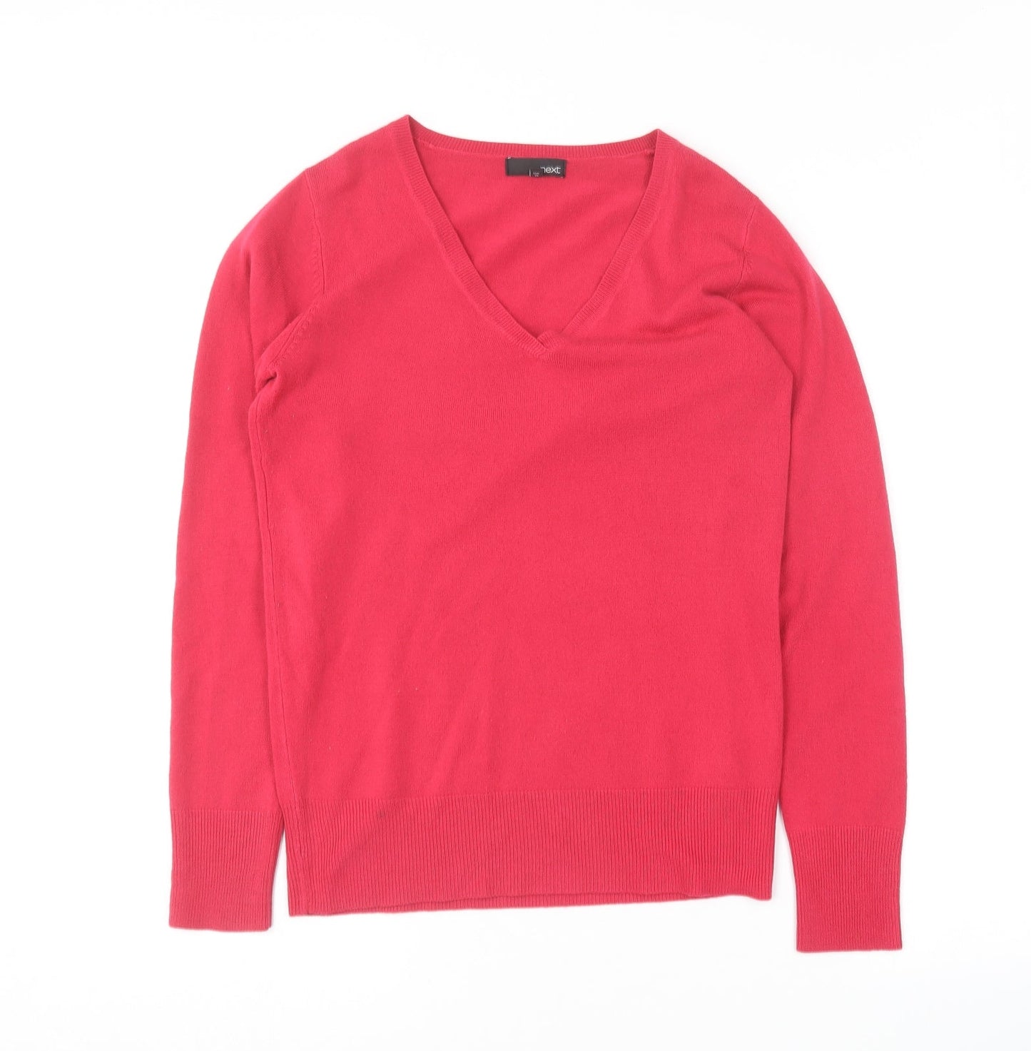 NEXT Womens Pink V-Neck  Acrylic Pullover Jumper Size 8