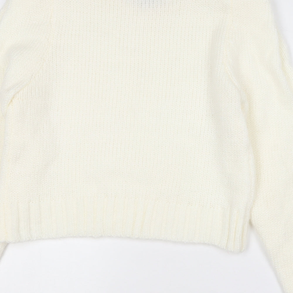QED London Womens Ivory Crew Neck  Cotton Pullover Jumper Size 14