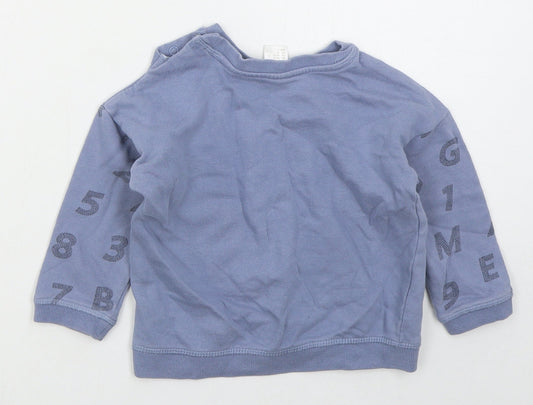 H&M Boys Blue  Cotton Pullover Sweatshirt Size 2 Years  Pullover - 4